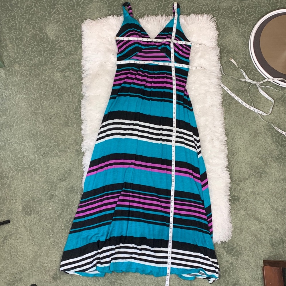 Fever Sz Large Striped Multi Color Maxi Dress - Picture 9 of 10